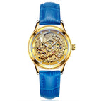 LAOGESHI dragon and phoenix couple watch mechanical hollow luminous leather watch automatic mechanical watch 3688