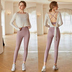 Lulu yoga clothes women's fitness running suits quick-drying sports bra pants long-sleeved blouse T-shirt blouse three-piece 154+925