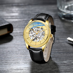 CHENXI new automatic mechanical watch men's waterproof simple business mechanical watch breathable leather strap watch CX-8803 leather