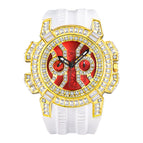MISSFOX watch men's high-end fashion domineering personality full diamond large dial tape quartz watch V318