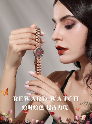 Reward fashion women's watch steel strip waterproof small elegant quartz women's watch gradual surface lady Watch