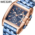 Megir Business Men's Watch Trend Multifunctional Chronograph Steel Strap Quartz Men's Watch 2018G