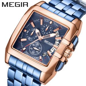 Megir Business Men's Watch Trend Multifunctional Chronograph Steel Strap Quartz Men's Watch 2018G