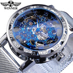 Winner Watch Men's Fashion Casual Classic Popular Rhinestone Hollow Mesh Belt Manual Mechanical men Watch SLZg91