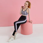 2023 Yoga Exercise Suit Women's Summer Underwear Bra Black and White Plaid Hip Lifting Tights Two-Piece Set TZ-210325