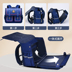 High quality new pupils school bag for girls British style one-piece open Horizontal design children's schoolbag 6-12 years old ridge protection student backpack pink