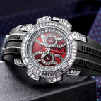 MISSFOX watch men's high-end fashion domineering personality full diamond large dial tape quartz watch V318
