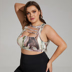 New Large Size Sports Bra Printed Hollow-out Fitness Yoga Sports plus size women Bra Wireless sports yoga Bra SB308