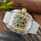 Men's and women's watch 6-Pin Quartz Watch Barrel-Shaped Hollowed Fashion Non-Mechanical Watch Spot Transparent Watch 8087
