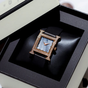 2023 New Arrival GUOU small women's watches trend simple temperament shell surface rhinestone leather belt casual watch