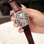 Fashion Net Red New Barrel Genuine Large Men's Watch Belt Diamond Women's Watch Waterproof Watch