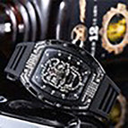 Men's watch New Diamond-Embedded Watch Skull Men's Fashion Barrel-Shaped Hollow Silicone Wrist Watch