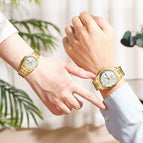 CHENXI Dual Calendar Watch Men's Stainless Steel Business Waterproof Couple's women quartz Watch CX-050A IPG