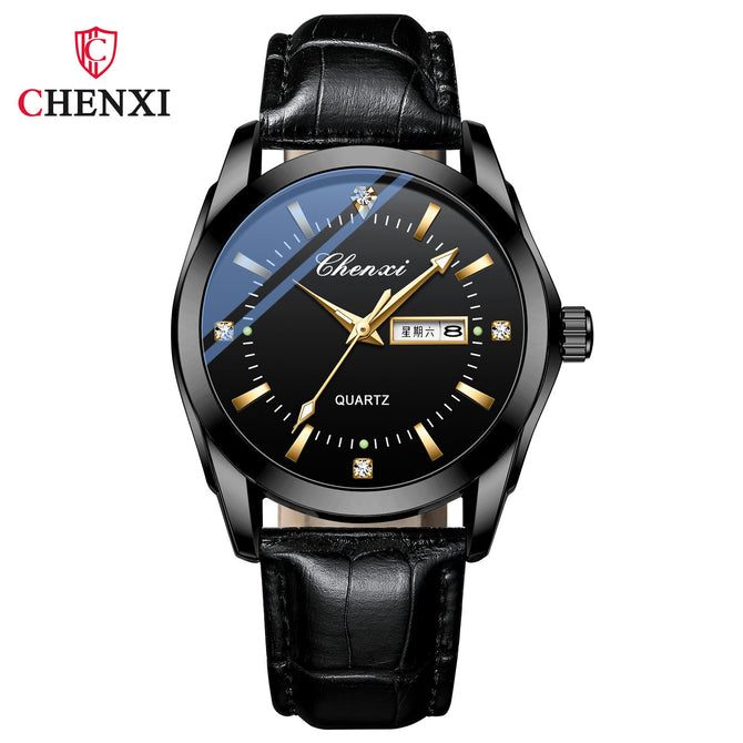 CHENXI New Double Calendar Business Men's Watch Waterproof Quartz Watch Men Casual watch 022
