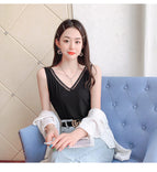 V-neck vest women's slim fit V-neck sexy lace bottoming ice silk thread can be worn outside beautiful back underwear ladies