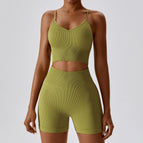 Seamless Yoga Suit Summer Running Tight Sports Suit Women's Quick-Drying Beauty Back Fitness Suit 6866
