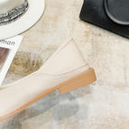 Moccasins 2022 new beanie shoes low heel drill buckle square toe single shoes women's flat 888-25