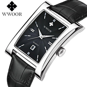 Brand WWOOR 8017 New Luxury Men's Watches Quartz Watch Male Wristwatch leather Waterproof Clocks 5Bar waterproof