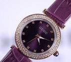 GUOU 8112 Relogio Women's Watches Luxury Diamond Waterproof Genuine Leather Ladies Watch Women Watches Clock