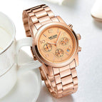 MEGIR ladies watch fashion trend multi-function chronograph calendar steel band watch quartz women watch 2057