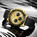 Pintime Watch Men's Six-Pin Fashion Watch Casual Slicon Quartz men waterproof Watch 2960