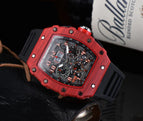 Men's Watch European and American Carbon Fiber Texture Fashion Quartz Watch Barrel-Shaped Quartz Sports Watch 1035