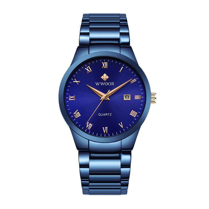 WWOOR men's watch steel band quartz watch business waterproof classical simple quartz watch