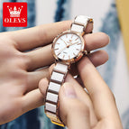 OLEVS 5877 Korean Fashion Korea Ceramic Waterproof for Women Quartz Watch