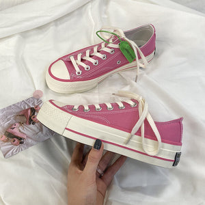 Pure white thick soled canvas shoes female student Korean version Harajuku ulzzang versatile heightening shoes 5616CW