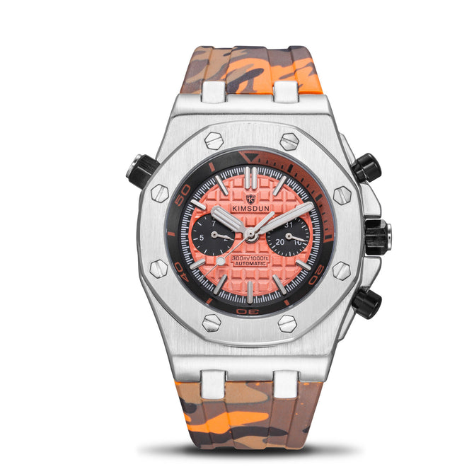 KIMSDUN men's fashion two-eye silicone waterproof automatic mechanical watch sports watch K-1223A