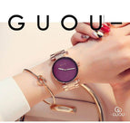 GUOU 8071 Women's Watches Luxury Reloj Mujer Rose Gold Ladies Wrist Watch Water Resistant Watches