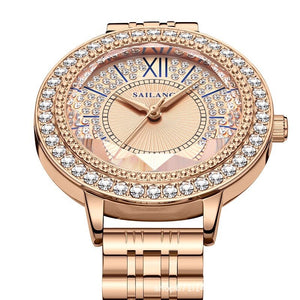 Sailang watch women Ling-shaped cut glass starry female watch simple fashion gift rose gold diamond quartz watch SL5801