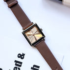 [Large Stock] GUOU 8096 Genuine Leather Square Personality Fashion All-match Simple Style Quartz Watch Waterproof Ladies Watch