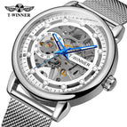 2023 New T-winner Men's Watch Fashion Hollowed-out Mesh Belt Waterproof Manual Mechanical men Watch SLZg123