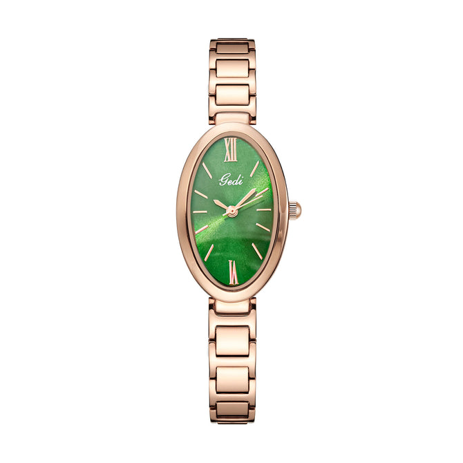 GEDI Oval Design Women's Watch Small Green Simple Temperament Commute Quartz Watch Women 22002