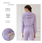 Autumn and Winter Sports Jacket pants set Women's Slim Fit Hooded Windproof Yoga Fitness Casual Running Bodysuit set 236