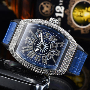 Watch for men FM Barrel-Shaped Quartz Watch Frank Diamond-Embedded Starry Waterproof Watch in Stock 8122