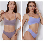 Women's underwear set plus size no steel ring beautiful back vest thin large size comfortable Panties and bra set 1605