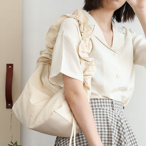 New Korean nylon handbag net red small fresh drawstring single shoulder bag leisure literature and art pleated messenger bag srb02