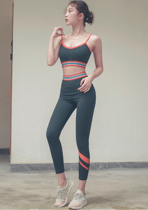 Women two pieces sports suits quick drying running dancing yoga set Y26B6709 Y26K6708