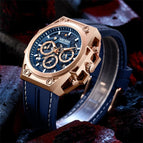 Megir Watch Men Stainless Steel Luminous Timing Hollow Sports Quartz Silicone Watch 4220