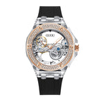 GUOU temperament fashion simple ladies watch waterproof female watch rhinestone silicone trendy mechanical women watch 8221