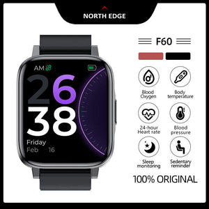 2022 NORTH EDGE F60 HD Blood Oxygen Body Temperature Fitness Smart Watch Sport Watch