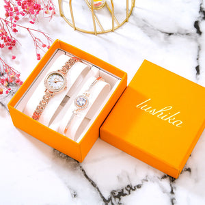 Women watch bracelet set fashion elegant small diamond office lady quartz watch causal set 011