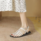 Sandals women's 2022 summer new sandals soft bottom braided all-match one-word buckle flat Roman shoes lady 998-3