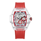 New Fashion Trend Personality ONOLA 6811 Design Transparent Shell Square Luminous Young Student Watches Men's Watch Free original gift box