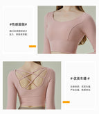 New Yoga Clothes with Chest Pad Quick-Drying Clothes Fitness Long-Sleeved T-shirt Sports Training Beauty Back Top for Women 237