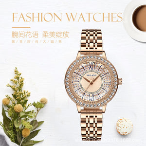 Watch women Ling-shaped cut glass gypsophila female watch simple fashion gift rose gold diamond watch SL5801