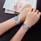 KINYUED couple diamond thin mechanical watch hollow leather fashion business watch J076