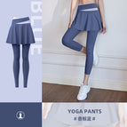 Yoga pants Color Matching Fitness Exercise Running Dance sports leggings High Waist Hip Lift Tight Anti-Exposure Thigh-Length skirt pants Yoga Pants JYMk033